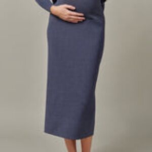 Apparalel Maternity Knit Midi Skirt in Dark Denim